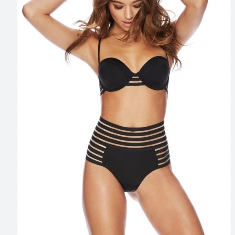 Beach Bunny Black Sheer Balconette High Waist Bikini